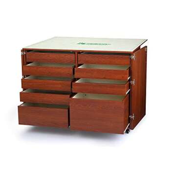 Arrow K7905 Dingo Kangaroo 9 Drawer Storage Cabinet for Sewing and Crafts, Portable with Wheels, Teak Finish