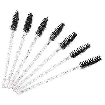 BTYMS 100 Pieces Eyelash Mascara Brushes Disposable Lash Wands Makeup Applicators Eyebrow Spoolies Brush for Eyelash Extensions - Black