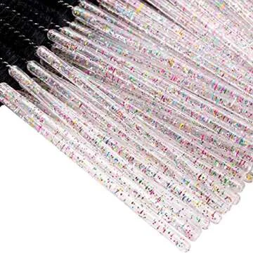 BTYMS 100 Pieces Eyelash Mascara Brushes Disposable Lash Wands Makeup Applicators Eyebrow Spoolies Brush for Eyelash Extensions - Black
