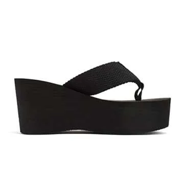 Soda Womens Oxley-S Flip Flop Platform Sandals (Black, numeric_7_point_5)
