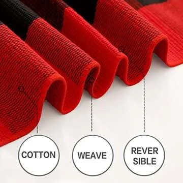 MUBIN Christmas Door Mat Outdoor 27.5 x 43 Inch Red and Black Plaid Rug Christmas Decor Rug Cotton Hand-Woven Layered Door Mats Washable Carpet for Front Porch, Kitchen, Farmhouse, Entryway