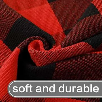 MUBIN Christmas Door Mat Outdoor 27.5 x 43 Inch Red and Black Plaid Rug Christmas Decor Rug Cotton Hand-Woven Layered Door Mats Washable Carpet for Front Porch, Kitchen, Farmhouse, Entryway