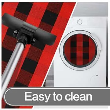 MUBIN Christmas Door Mat Outdoor 27.5 x 43 Inch Red and Black Plaid Rug Christmas Decor Rug Cotton Hand-Woven Layered Door Mats Washable Carpet for Front Porch, Kitchen, Farmhouse, Entryway