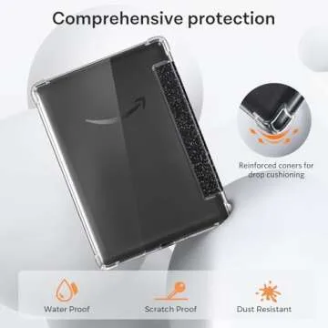 CoBak Case for 6" Kindle 11th Gen (2024 and 2022 Release) - Ultra Slim Transparent Clear TPU Back Shell Protective Cover with Auto Wake/Sleep for Kindle 11th Generation 2024 Release, Glitter Black