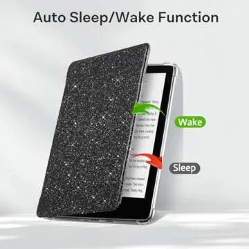 CoBak Case for 6" Kindle 11th Gen (2024 and 2022 Release) - Ultra Slim Transparent Clear TPU Back Shell Protective Cover with Auto Wake/Sleep for Kindle 11th Generation 2024 Release, Glitter Black