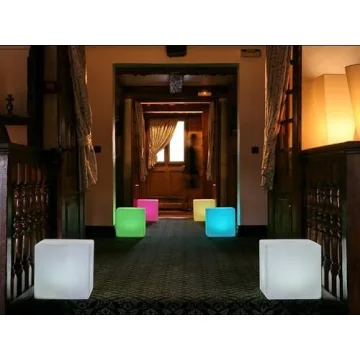 Mr.Go 16-inch Rechargeable LED Cube Chair Light, 16 RGB Colors LED Glow Cube Seat w/Remote, Waterproof LED Cube Table, Color Changing Cube Floor Lamp, Home Bedroom Patio Party Decorative Lighting