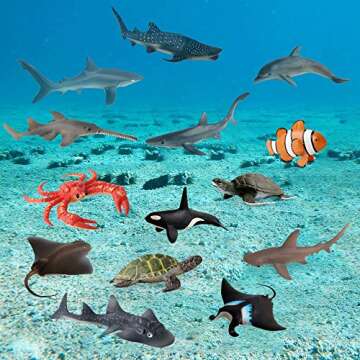 14 PCS Educational Sea Animal Figures for Kids