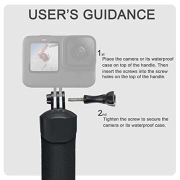 FitStill Waterproof Monopod Floating Hand Grip for Go Pro Hero 13/12/11/10/9/8/7/6/5/4/3 Session DJI Osmo and Other Action 5 Pro/4/3 Action Camera Snorkeling Underwater Diving Pole Stick
