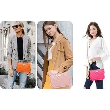 H HANBELLA - A FASHION TRENDY COLLECTION. FOREVER. - Hot Pink Crossbody Purse for Women Cute Quilted Leather Shoulder Bag with Gold Chain Strap for Teen Girls Womens Clutch