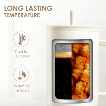 SANDJEST Stylish 40oz Insulated Tumbler with Straw
