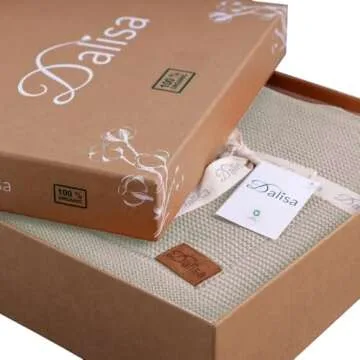 Dalisa 100% Organic Turkish Cotton Throw Blanket - GOTS Certified, Cozy - 50x60 Inches Birch, Perfect for Couch, Bed, and Home Decor - Boho Vintage Knit Alina