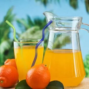 Colorful Reusable Glass Straws - 6 Pack with Brush