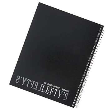 2 Lefty and Mirrored Lefty Left Handed Wide Ruled Notebooks Plus 3 Left-handed Visio Pens, Assorted ...