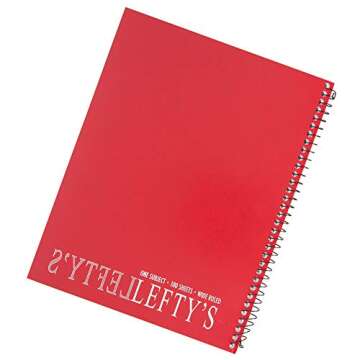 2 Lefty and Mirrored Lefty Left Handed Wide Ruled Notebooks Plus 3 Left-handed Visio Pens, Assorted Colors