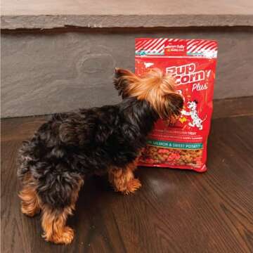 Pup Corn Plus - Puffed Dog Treats with Prebiotics and Probiotics - Salmon & Sweet Potato (24oz) - Made in USA