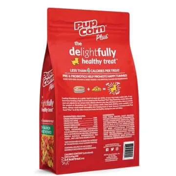 Pup Corn Plus - Puffed Dog Treats with Prebiotics and Probiotics - Salmon & Sweet Potato (24oz) - Made in USA