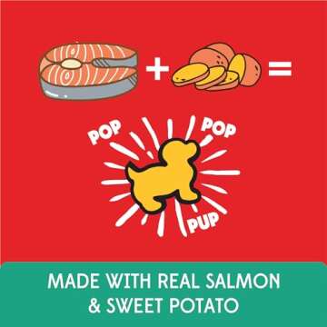 Pup Corn Plus - Puffed Dog Treats with Prebiotics and Probiotics - Salmon & Sweet Potato (24oz) - Made in USA