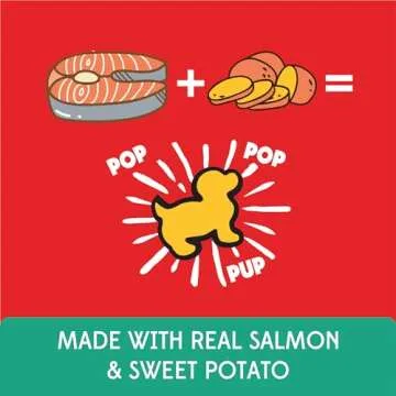 Pup Corn Plus - Puffed Dog Treats with Prebiotics and Probiotics - Salmon & Sweet Potato (24oz) - Made in USA
