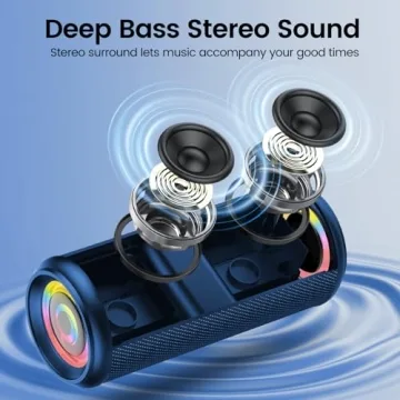 Portable Bluetooth Speaker with 20W Stereo and LED Lights