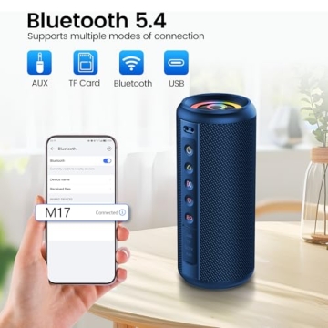Portable Bluetooth Speaker with 20W Stereo and LED Lights