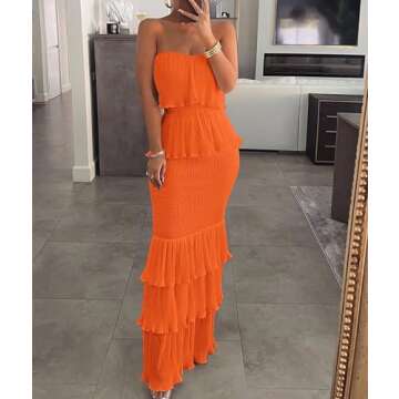 Sexyshine Women's Ruffled Tiered Maxi Dress for any Occasion