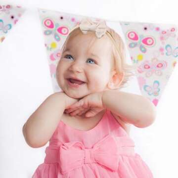 Tianhoudeger 6pcs Baby Girl Hairbands, Soft Nylon Headbands with Knot Baby Bows, Stretchy Hair Acces...