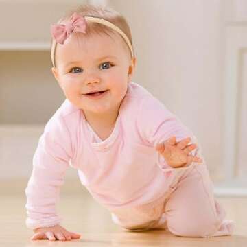 Tianhoudeger 6pcs Baby Girl Hairbands, Soft Nylon Headbands with Knot Baby Bows, Stretchy Hair Accessories for Newborn Infant Toddlers Kids(Multicoloured)