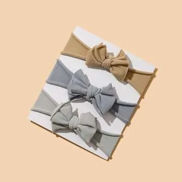 Tianhoudeger 6pcs Baby Girl Hairbands, Soft Nylon Headbands with Knot Baby Bows, Stretchy Hair Accessories for Newborn Infant Toddlers Kids(Multicoloured)