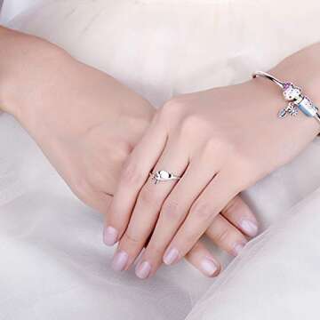 JewelryPalace 925 Sterling Silver Global Airplane Travel World Map Open Adjustable Ring (Resizable Ring)