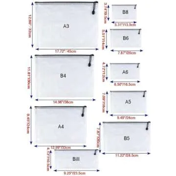 Oaimyy-A5(9"x 7",12 Pcs),Plastic Mesh Zipper Pouch Document Folders Bag & Zip File Folders for School Office Supplies, Travel,Puzzles Games Organizing Storage-Black