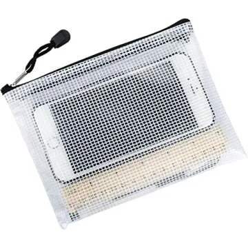 Oaimyy-A5(9"x 7",12 Pcs),Plastic Mesh Zipper Pouch Document Folders Bag & Zip File Folders for School Office Supplies, Travel,Puzzles Games Organizing Storage-Black