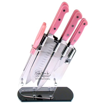 Stylish Hen & Rooster Pink Knife Set for Culinary Lovers