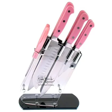 Stylish Hen & Rooster Pink Knife Set for Culinary Lovers