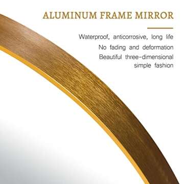 NeuType Round Mirror Circle Mirror 32 Inch Aluminum Alloy Frame Wall Mirror Large Vanity Hanging Decorative Mirrors for Entryway, Bathroom, Bedroom, Living Room, Golden