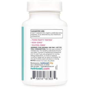 Nutricost Boric Acid 600mg, 30 Capsules - Vaginal Suppository - Non-GMO - for Women