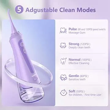Sejoy Water Flossers for Teeth Cleaning, Water Flosser for Teeth Rechargeable Cordless, Electric Portable, 5 Cleaning Modes 8 Jet Tips, IPX7 Waterproof, 230ml, for Travel and Home