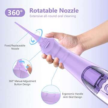 Sejoy Water Flossers for Teeth Cleaning, Water Flosser for Teeth Rechargeable Cordless, Electric Portable, 5 Cleaning Modes 8 Jet Tips, IPX7 Waterproof, 230ml, for Travel and Home