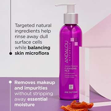 Andalou Naturals Probiotic Cleansing Milk - Hydrating Facial Cleanser for Dry Skin