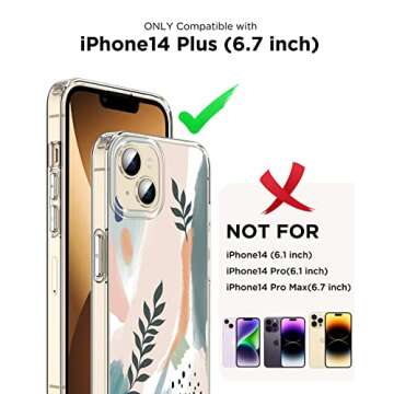 Noyabox for iPhone 14 Plus Case for Women, [with Screen Protector] Slim Fit Boho Floral Design Cute ...