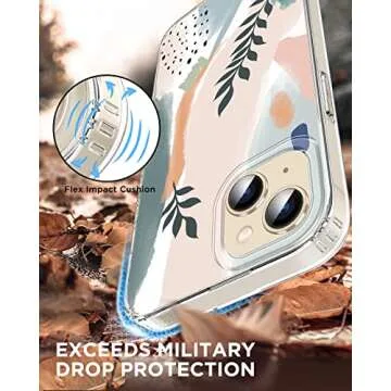 Noyabox for iPhone 14 Plus Case for Women, [with Screen Protector] Slim Fit Boho Floral Design Cute iPhone 14 Plus Case, Never Fade Pattern, Shockproof & Non-Fading, 6.7 Inch