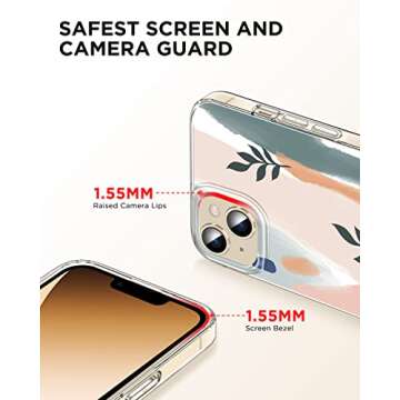 Noyabox for iPhone 14 Plus Case for Women, [with Screen Protector] Slim Fit Boho Floral Design Cute iPhone 14 Plus Case, Never Fade Pattern, Shockproof & Non-Fading, 6.7 Inch