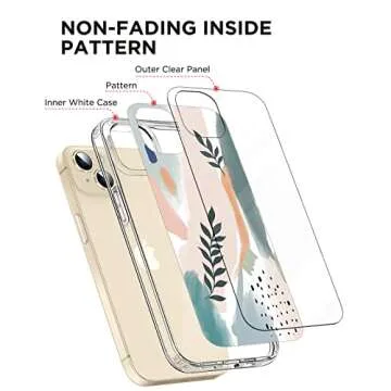 Noyabox for iPhone 14 Plus Case for Women, [with Screen Protector] Slim Fit Boho Floral Design Cute iPhone 14 Plus Case, Never Fade Pattern, Shockproof & Non-Fading, 6.7 Inch