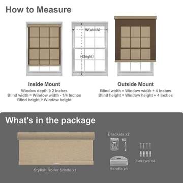 Boolegon Blackout Roller Shades for Windows,Cordless,Linen Fabric,Roller Blinds,Thermal Insulated Fabric UV Protection,Window Shades for Home,Office,Bedroom,Door,Blackout-Gray,Custom Size