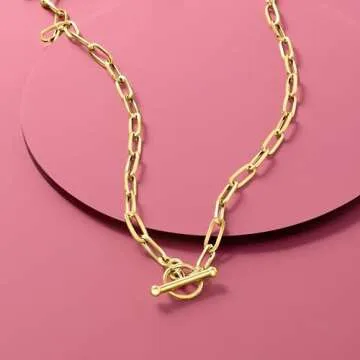 RS Pure by Ross-Simons Italian 14kt Yellow Gold Paper Clip Link Toggle Necklace. 20 inches
