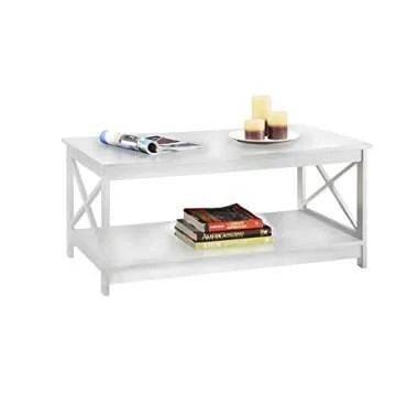 Convenience Concepts Oxford Coffee Table with Shelf, White