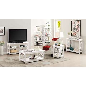 Convenience Concepts Oxford Coffee Table with Shelf, White