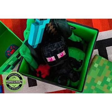 Minecraft Storage Bin Cube Organizer with Lid (15 Inch, Grass Block)