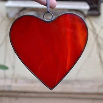 Classic Red Heart Stained Glass for Romantic Gifts