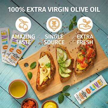 O-Live & Co. Premium 100% Extra Virgin Olive Oil Single Serve Packets - Pack of 50 -Cold Pressed - Salad Dressing - Kosher - Non GMO - Vegan