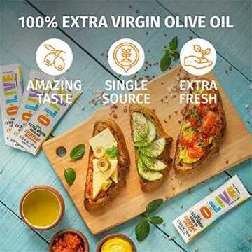 O-Live & Co. Premium 100% Extra Virgin Olive Oil Single Serve Packets - Pack of 50 -Cold Pressed - Salad Dressing - Kosher - Non GMO - Vegan